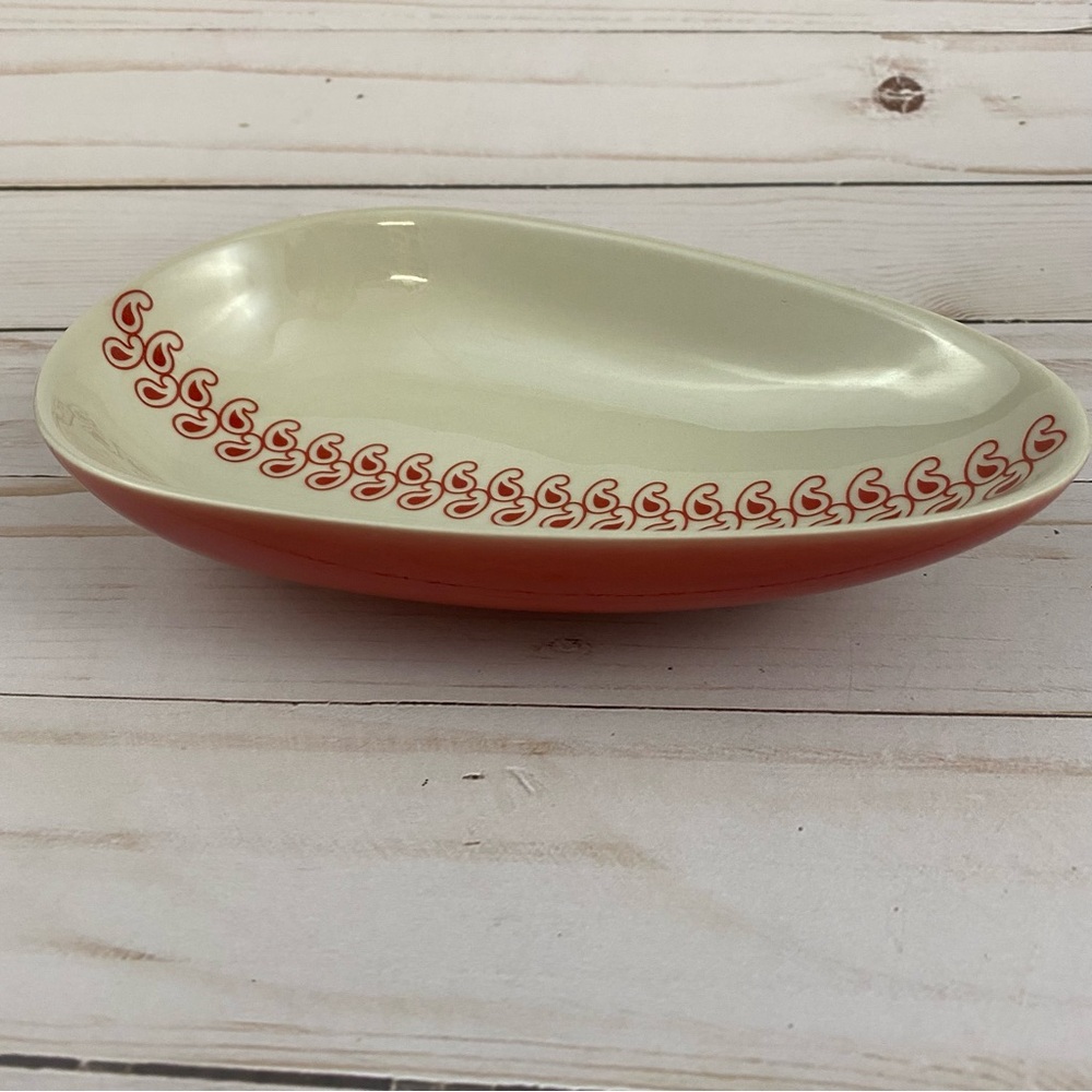 IKEA of Sweden Burnt Orange Candy Nut Dish Bowl Oval Egg Shaped